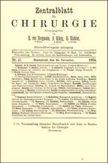 Über perineale Prostatektomien, Zentralblatt für Chirurgie, 1904, Bd. 31, No. 47, S. 1367-1369