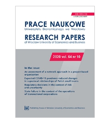 Spis treści [Prace Naukowe Uniwersytetu Ekonomicznego we Wrocławiu = Research Papers of Wrocław University of Economics; 2020; vol. 64, nr 10]