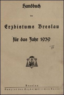 Handbuch des Erzbistums Breslau für das Jahr 1939