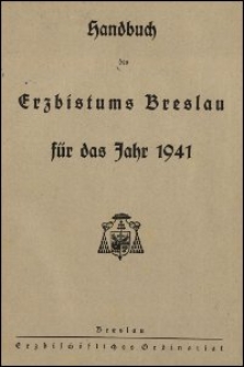 Handbuch des Erzbistums Breslau für das Jahr 1941
