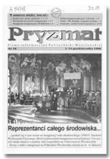 Pryzmat : Pismo Informacyjne Politechniki Wrocławskiej. 1-15 października 1996, nr 78