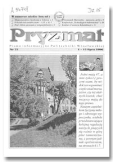 Pryzmat : Pismo Informacyjne Politechniki Wrocławskiej. 1-15 lipca 1996, nr 75