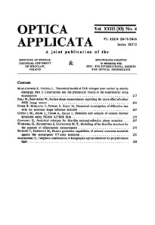 Contents [Optica Applicata, Vol. 23, 1993, nr 4]