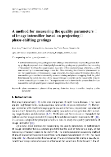 A method for measuring the quality parameters of image intensifier based on projecting phase-shifting gratings