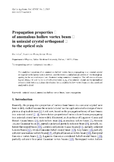 Propagation properties of anomalous hollow vortex beam in uniaxial crystal orthogonal to the optical axis