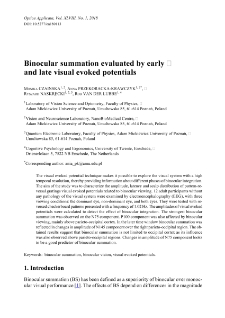 Binocular summation evaluated by early and late visual evoked potentials