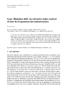 Goos–Hänchen shift via refractive index control of four-level quantum dot nanostructure