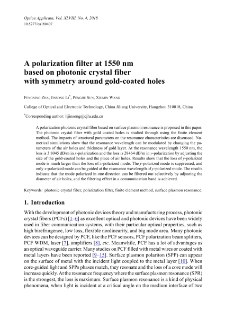 A polarization filter at 1550 nm based on photonic crystal fiber with symmetry around gold-coated holes