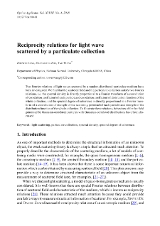 Reciprocity relations for light wave scattered by a particulate collection