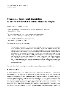 Microscale laser shock imprinting of micro-molds with different sizes and shapes