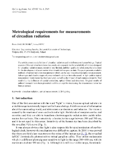 Metrological requirements for measurements of circadian radiation