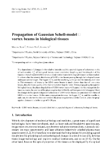 Propagation of Gaussian Schell-model vortex beams in biological tissues