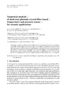 Numerical analysis of dual-core photonic crystal fiber based temperature and pressure sensor for oceanic applications
