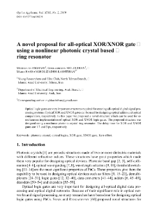 A novel proposal for all-optical XOR/XNOR gate using a nonlinear photonic crystal based ring resonator