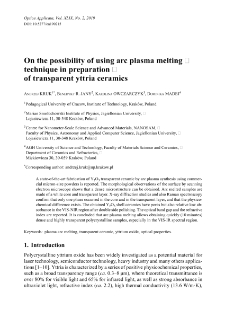 On the possibility of using arc plasma melting technique in preparation of transparent yttria ceramics