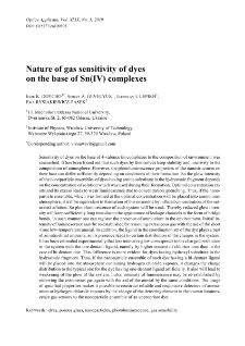 Nature of gas sensitivity of dyes on the base of Sn(IV) complexes