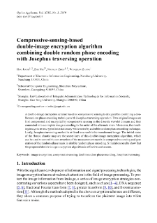 Compressive-sensing-based double-image encryption algorithm combining double random phase encoding with Josephus traversing operation