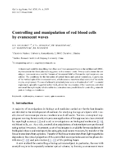 Controlling and manipulation of red blood cells by evanescent waves
