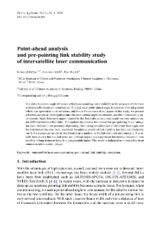 Point-ahead analysis and pre-pointing link stability study of intersatellite laser communication