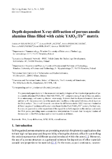 Depth dependent X-ray diffraction of porous anodic alumina films filled with cubic YAlO3:Tb3+ matrix