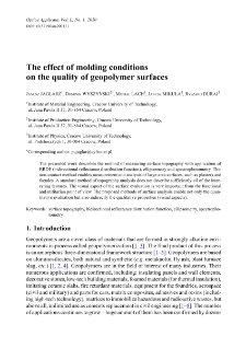 The effect of molding conditions on the quality of geopolymer surfaces