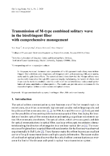 Transmission of M-type combined solitary wave in the birefringent fiber with comprehensive management