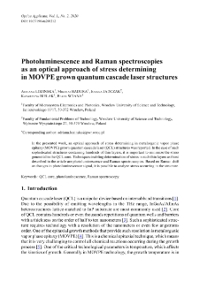 Photoluminescence and Raman spectroscopies as an optical approach of stress determining in MOVPE grown quantum cascade laser structures