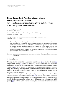 Time-dependent Pancharatnam phases and quantum correlations for coupling superconducting two-qubit system with dissipative environment