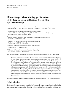 Room-temperature sensing performance of hydrogen using palladium-based film by optical setup