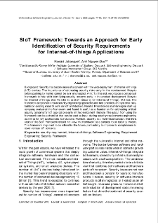 SIoT Framework: Towards an Approach for Early Identification of Security Requirements for Internet-of-things Applications