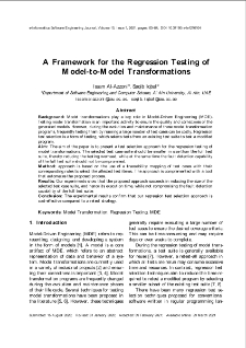A Framework for the Regression Testing of Model-to-Model Transformations