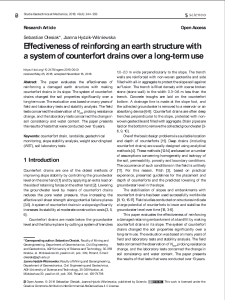 Effectiveness of reinforcing an earth structure with a system of counterfort drains over a long-term use