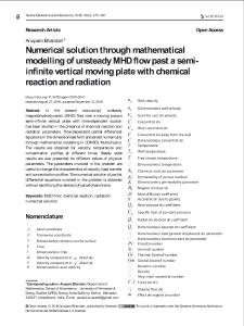 Numerical solution through mathematical modelling of unsteady MHD flow past a semi-infinite vertical moving plate with chemical reaction and radiation