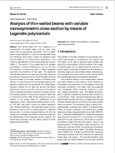Analysis of thin-walled beams with variable monosymmetric cross section by means of Legendre polynomials