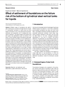 Effect of settlement of foundations on the failure risk of the bottom of cylindrical steel vertical tanks for liquids