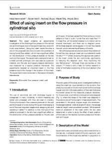 Effect of using insert on the flow pressure in cylindrical silo
