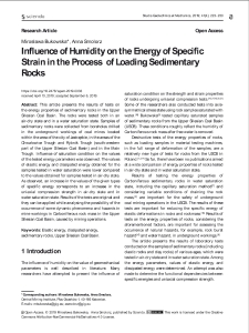 Influence of Humidity on the Energy of Specific Strain in the Process of Loading Sedimentary Rocks