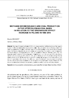 Emisja metanu i wydobycie węgla kamiennego w Górnośląskim Zagłębiu Węglowym w relacji do zwiększania się efektu cieplarnianego w Polsce w latach 1994-2018