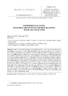 Experimental study on radial decoupling charge blasting with air and water