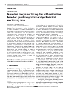 Numerical analysis of tailing dam with calibration based on genetic algorithm and geotechnical monitoring data