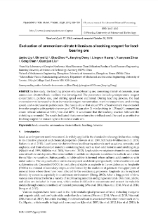 Evaluation of ammonium citrate tribasic as a leaching reagent for lead-bearing ore