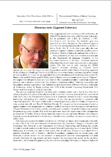 Honorary note: Zygmunt Sadowski