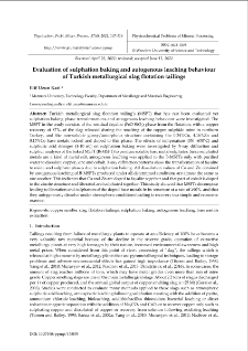 Evaluation of sulphation baking and autogenous leaching behaviour of Turkish metallurgical slag flotation tailings