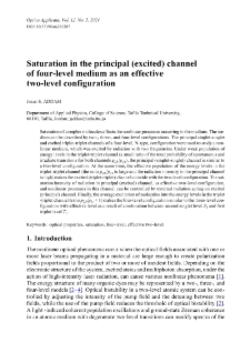 Saturation in the principal (excited) channel of four-level medium as an effective two-level configuration