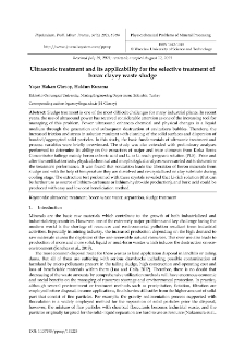 Ultrasonic treatment and its applicability for the selective treatment of borax clayey waste sludge