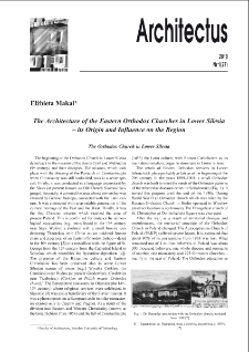 The Architecture of the Eastern Orthodox Churches in Lower Silesia- its Origin and Influence on the Region