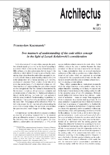 Two manners of understanding of the code ethics concept in the light of Leszek Kołakowski’s consideration