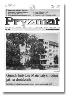 Pryzmat : Pismo Informacyjne Politechniki Wrocławskiej. 1-15 lipca 1995, nr 54