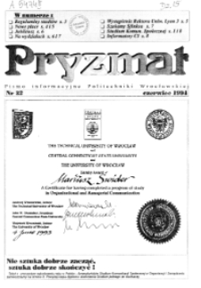 Pryzmat : Pismo Informacyjne Politechniki Wrocławskiej. Czerwiec 1994, nr 32