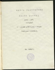 Maria Barusówna: Zbiór poezji. 1864-1871